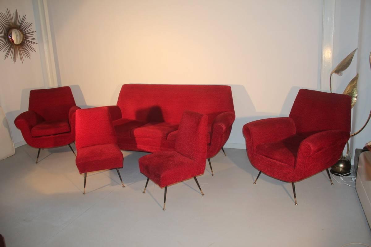 Mid-20th Century Living Room Sets Gigi Radice Italian Mid-Century Design Red Color 1950