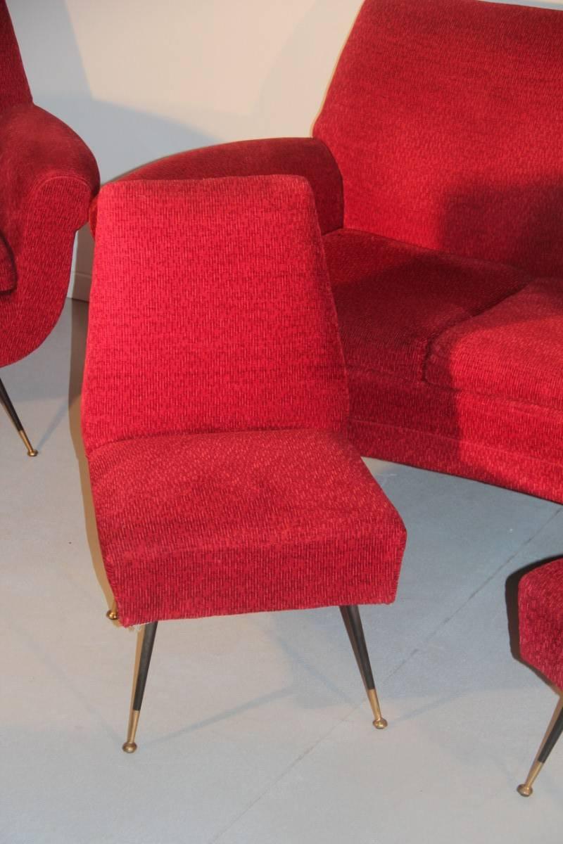 Metal Living Room Sets Gigi Radice Italian Mid-Century Design Red Color 1950