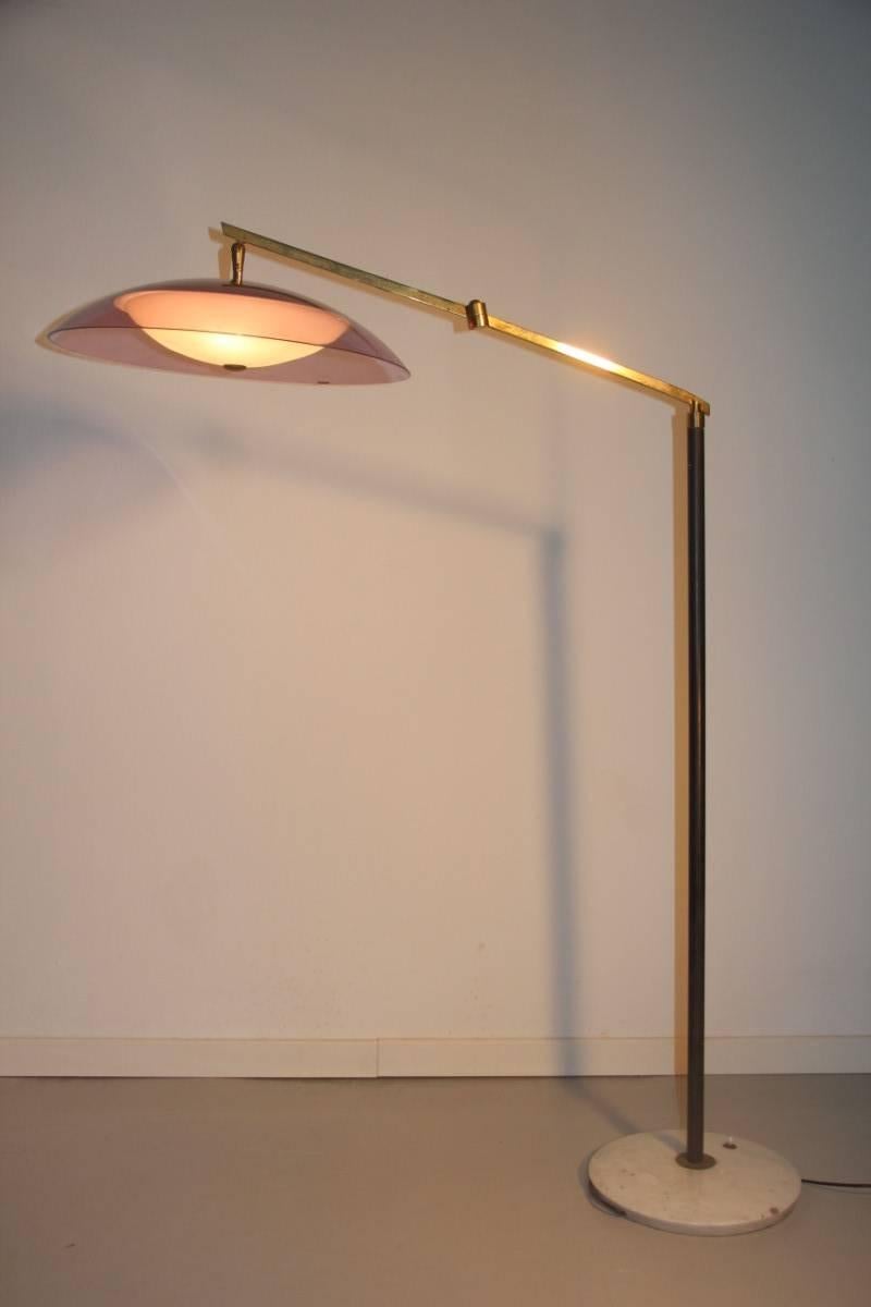 Floor Lamp Stilux  Plexiglass Marble and Brass Italian Design 1950s In Good Condition For Sale In Palermo, Sicily