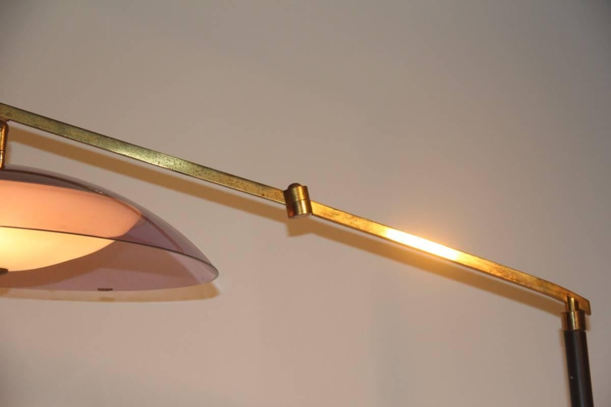 Floor Lamp Stilux  Plexiglass Marble and Brass Italian Design 1950s For Sale 2