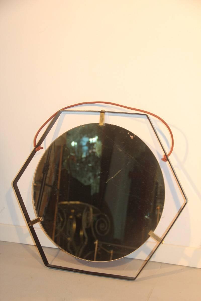 Italian Minimal Geometric Mirror 1950s Sculpture for the Wall