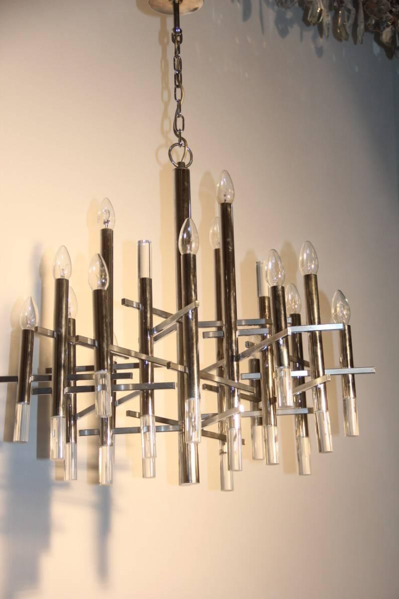 Mid-20th Century Minimal Sculpture Modernist Design Chandelier Sciolari Roma, 1960s