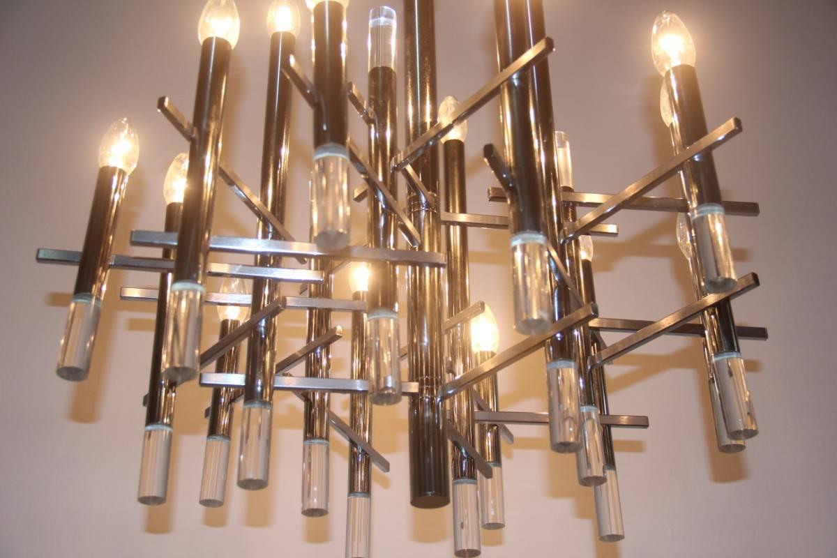 Minimal Sculpture Modernist Design Chandelier Sciolari Roma, 1960s 3