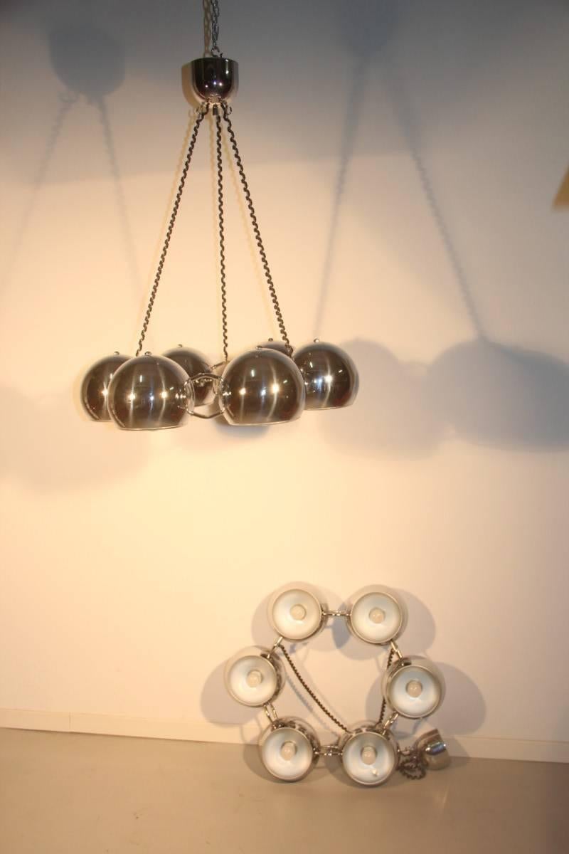 Rare pair of Reggiani chandelier 1970s Italian design, light sculpture.