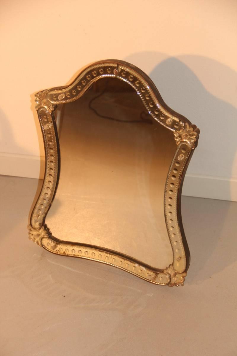Italian Table Mirror 1920 Very Chic and Elegant Crystal For Sale
