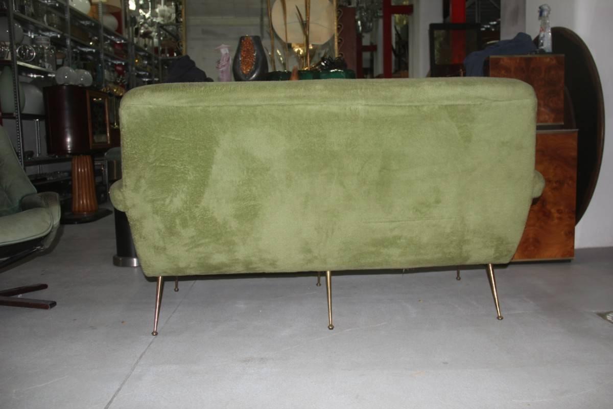 Brass Italian Mid-Century Design Sofa Peluche, 1950s Original Fabric by Gigi Radice For Sale