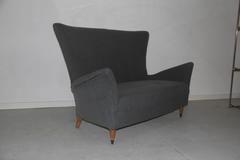 Sofa Mid-Century Italian Design Geometric Form 1950s Wood Feat Grey Ico Parisi