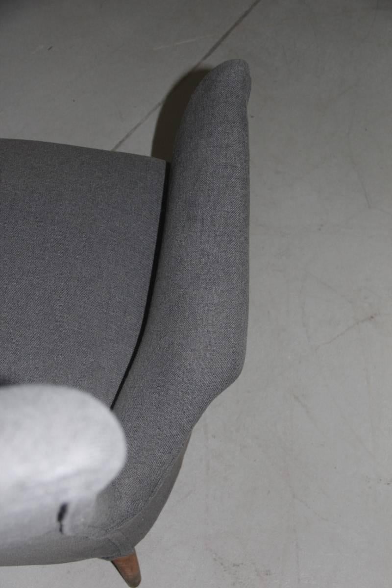 Sofa Mid-Century Italian Design Geometric Form 1950s Wood Feat Grey Ico Parisi  For Sale 2