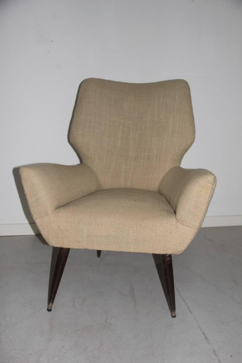 Original Italian Mid-Century Armchair, 1950s In Good Condition For Sale In Palermo, Sicily