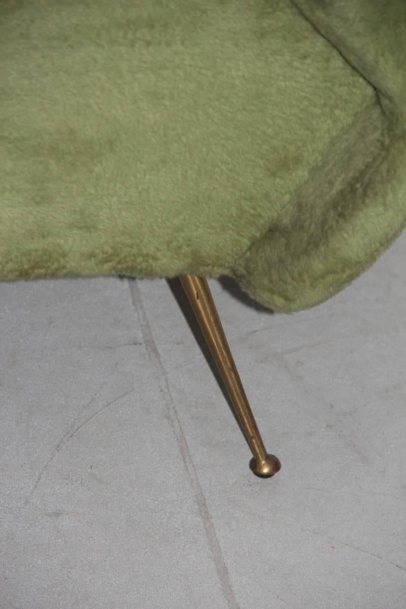 Mid-20th Century Italian Armchair Mid-Century Design 1950s Green Brass Feet by Gigi Radice  For Sale