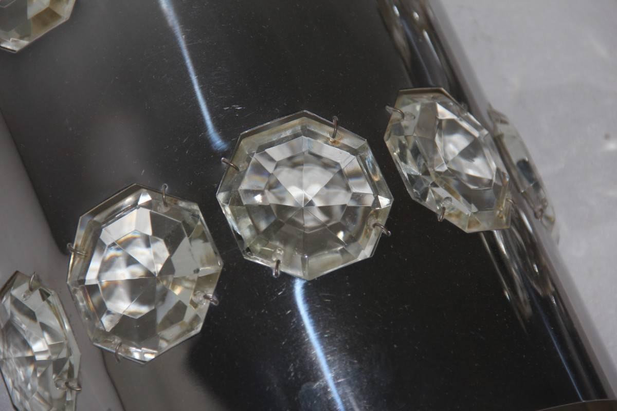 Autrichien Appliques délicates en acier incurvé avec de grands diamants et cristal en vente