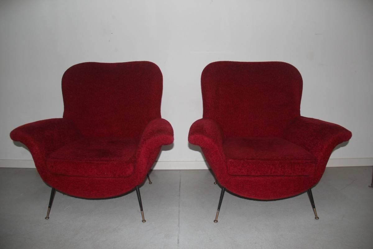 Metal Mid-century Modern Living Room Sets Minotti Gigi Radice Italian Design 1950 Red