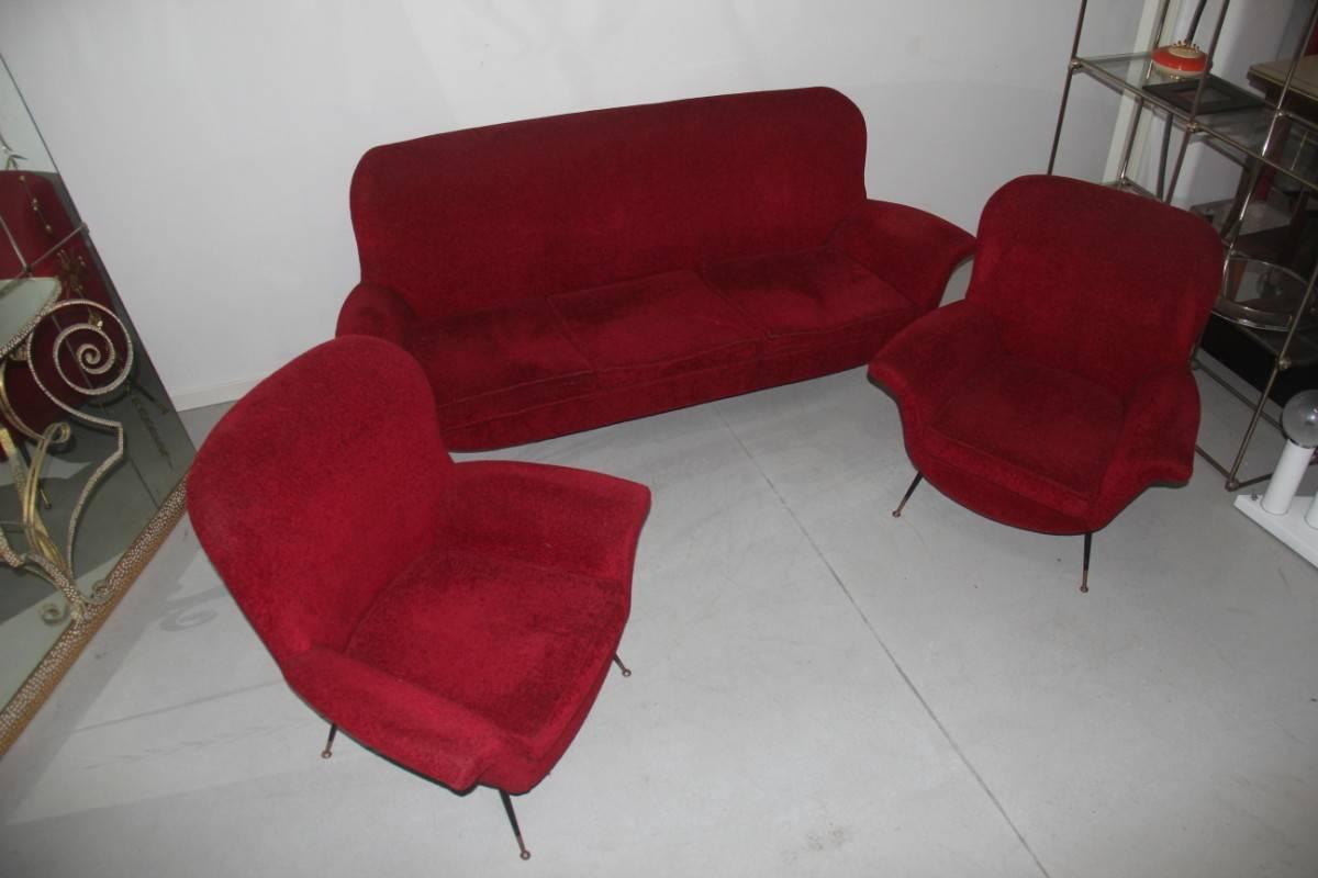 Mid-century Modern Living Room Sets Minotti Gigi Radice Italian Design 1950 Red 2