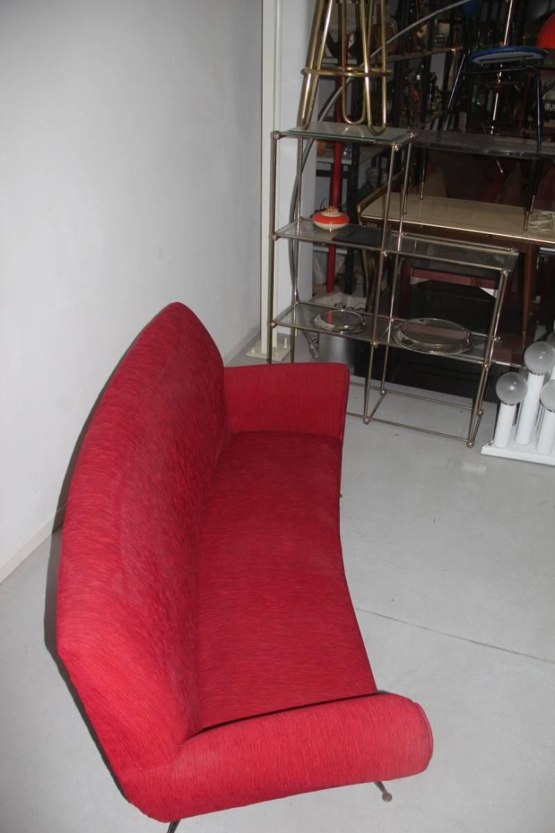 Mid-Century Modern Curved Sofa Minotti Gigi Radice Italian Design Red Color For Sale 1