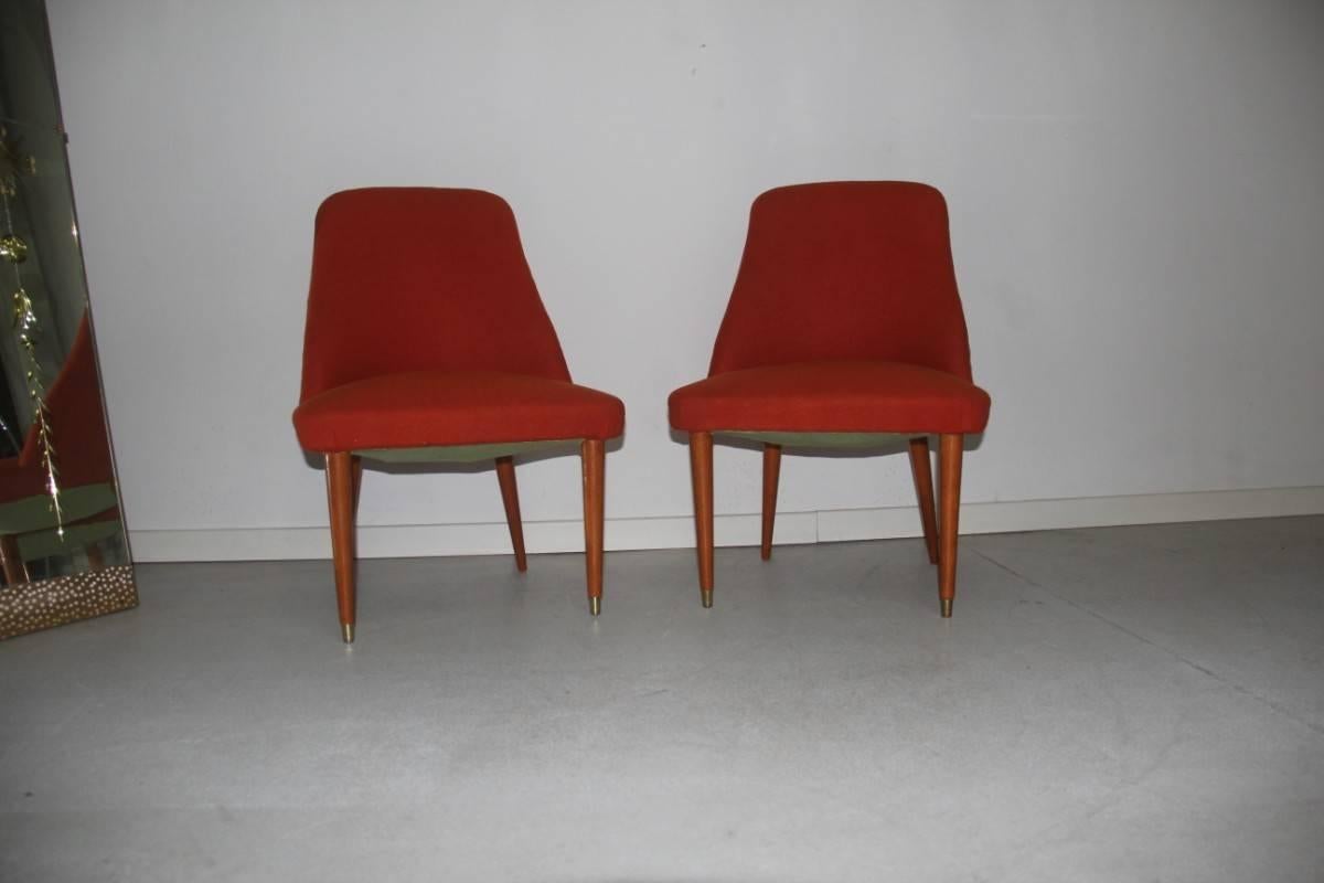 Velvet Pair of Very Particular Form Chairs Mid-Century Design Italian