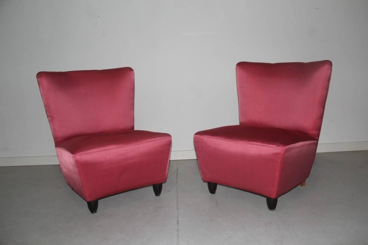Satin Pair of Elegant Mid-Century Chair Guglielmo Ulrich Attributed For Sale