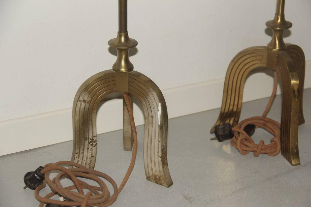 Brass Pair of extraordinary from 1930 table Italian Art Deco Attributed to Gio Ponti