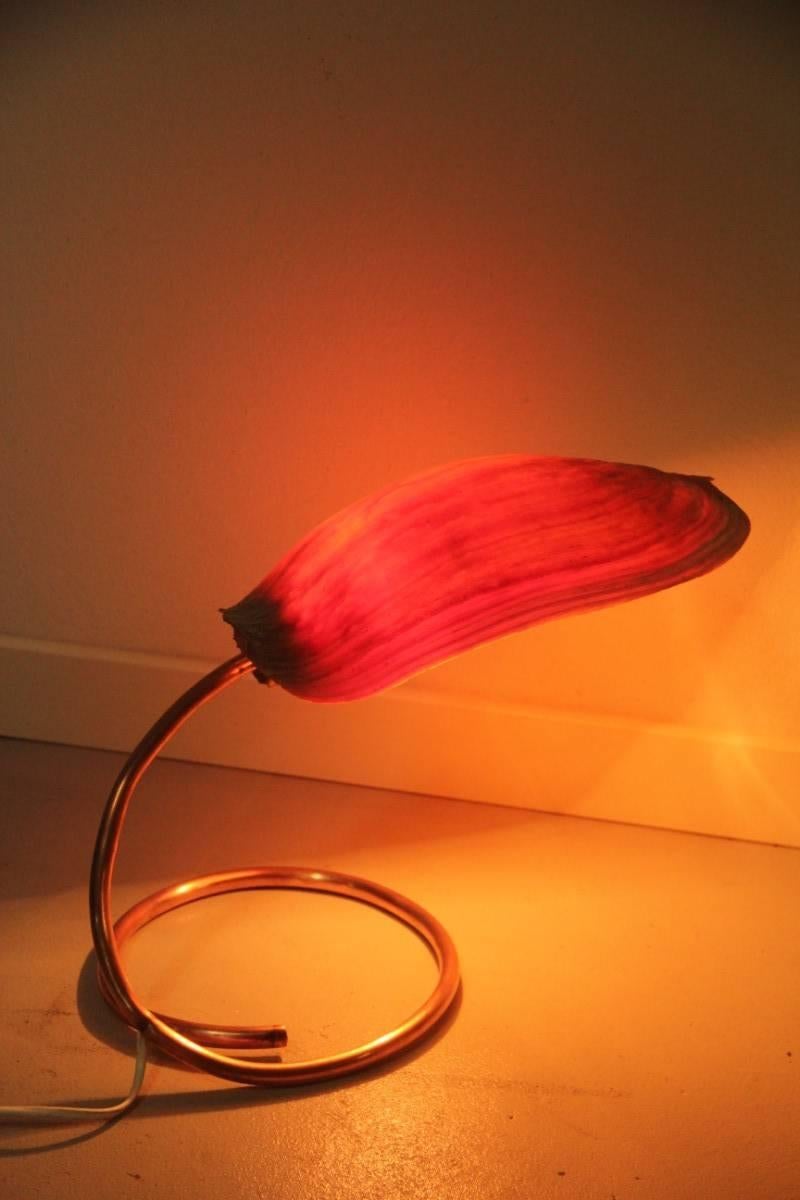 Mid-Century Modern Copper Lamp Stem and Shell, 1960 Italian Design For Sale
