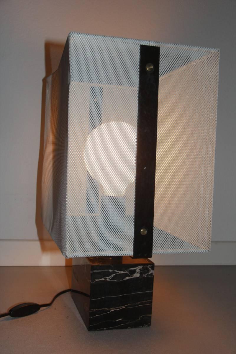 Minimal and Chic Design Lamperti Table Lamp 1960 Portoro Marble  2