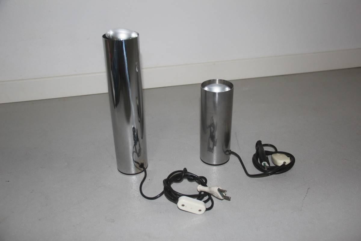 Late 20th Century Tubolar Chrome Table Lamps Minimal Design Stilnovo For Sale