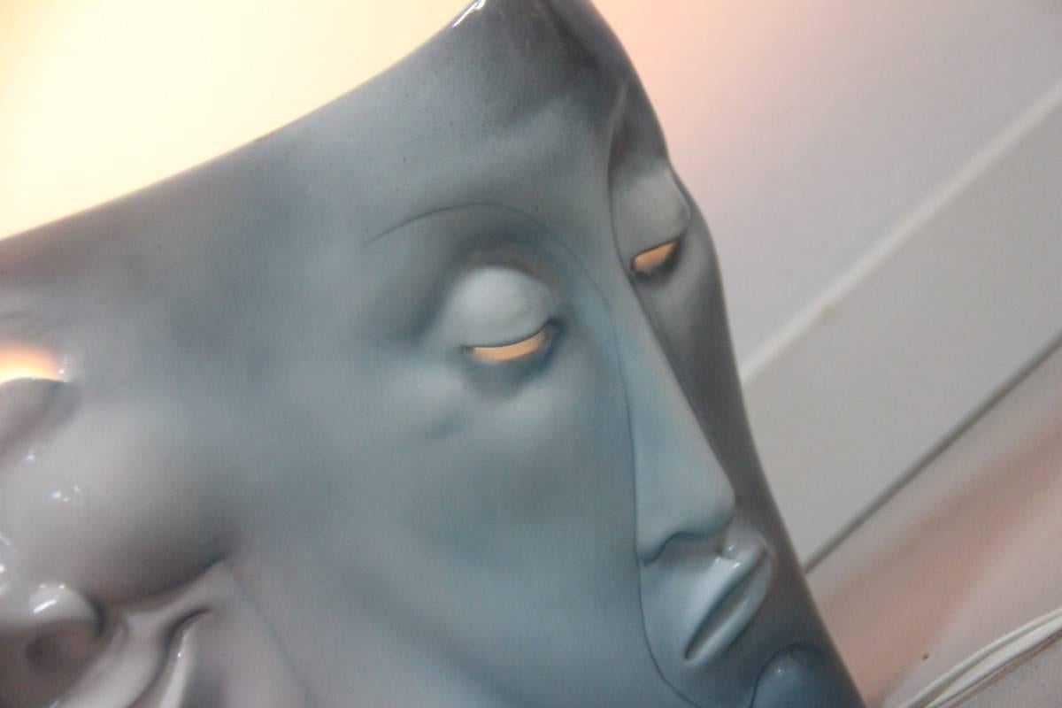 Mid-Century Modern Ariele Torino Table Lamp Italian Ceramic Design Venice Carnival Masks For Sale