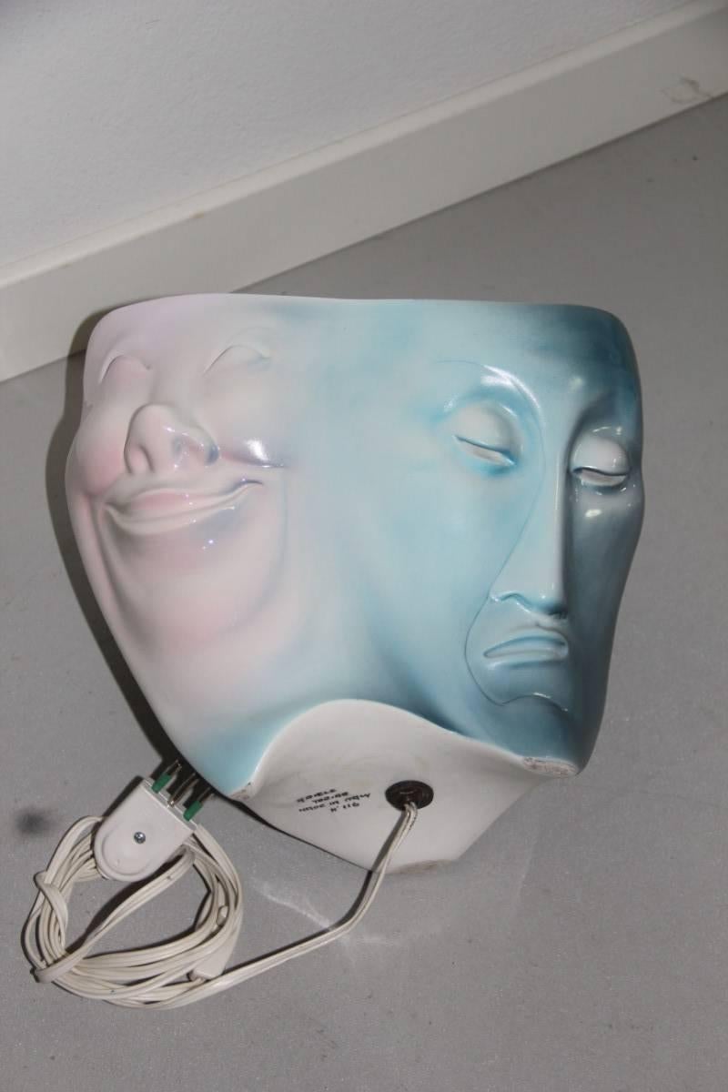 Ariele Torino, Tischlampe aus italienischer Keramik im Stil der Karnevalsmasken von Venedig im Angebot 2