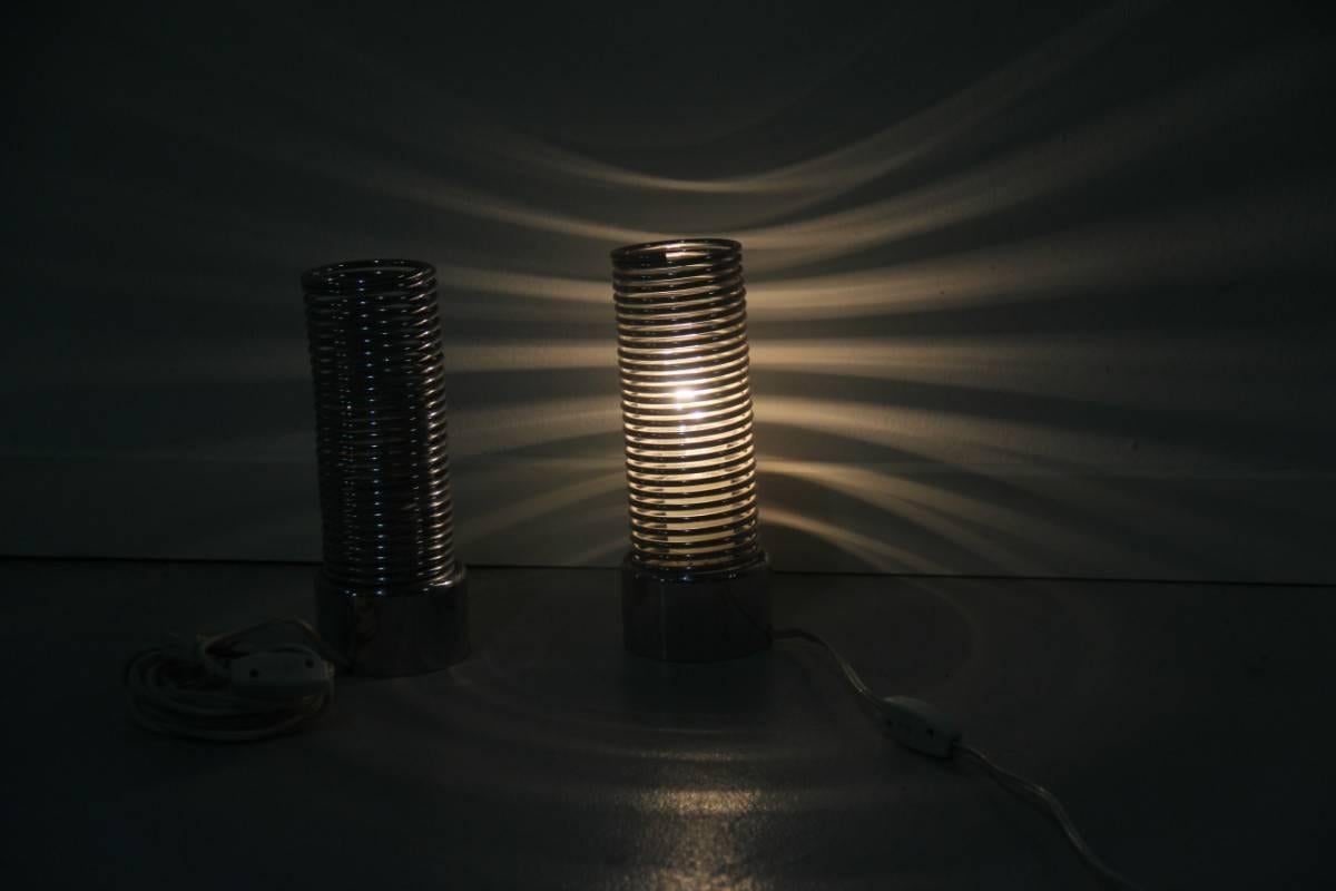Mid-Century Modern Lampes de table en forme de spirale en acier Spring Guzzini Harvey 1970 en vente