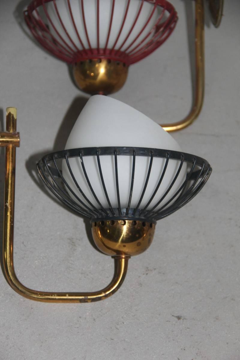 Metal Sconces Italian Mid-Century Design, 1950s Minimal For Sale