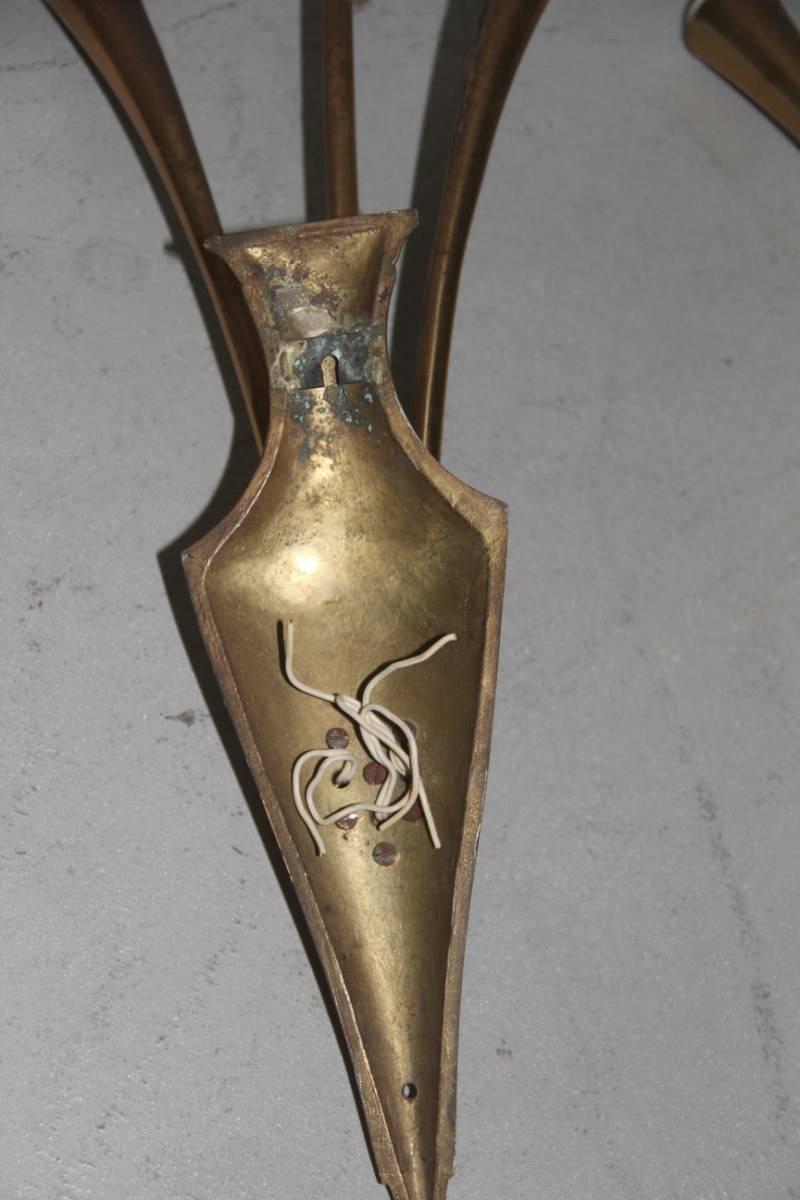 Pair of Solid Brass Sconce, 1950 Noisemakers In Good Condition For Sale In Palermo, Sicily