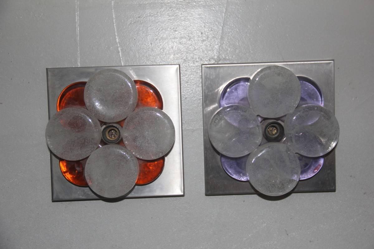 Pair of Different Color Poliarte Albano Poli Wall Sconces 1970 Pop Art In Excellent Condition In Palermo, Sicily
