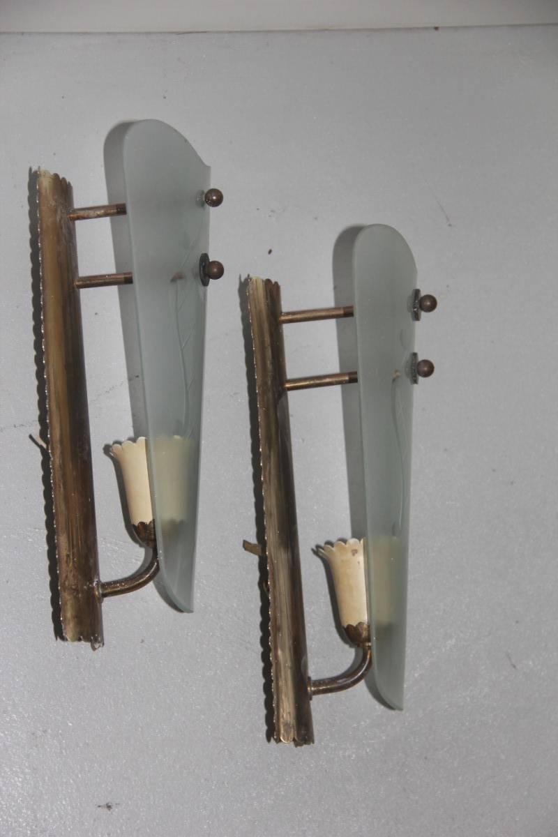 Pair of Wall Sconces Mid-Century Italian Sconces In Good Condition In Palermo, Sicily