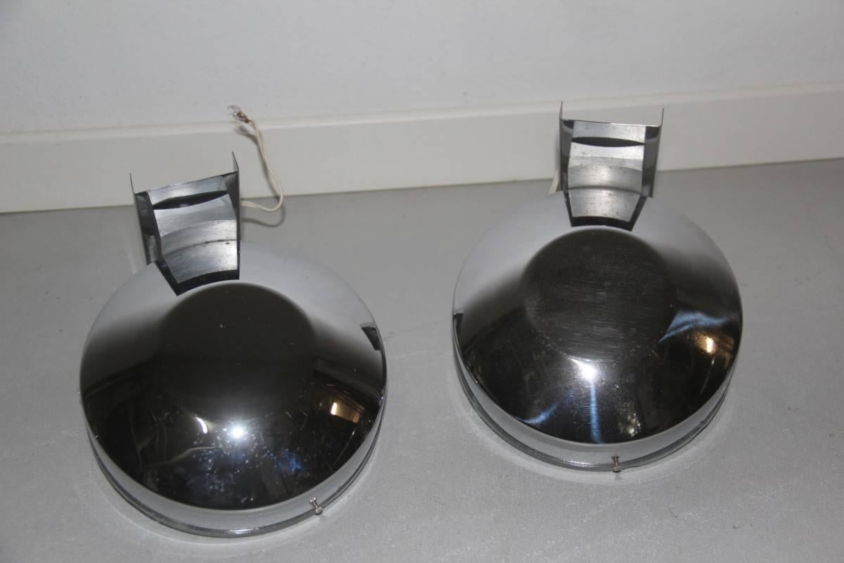 Italian Pair of Wall Sconces Steel Arch Glass For Sale