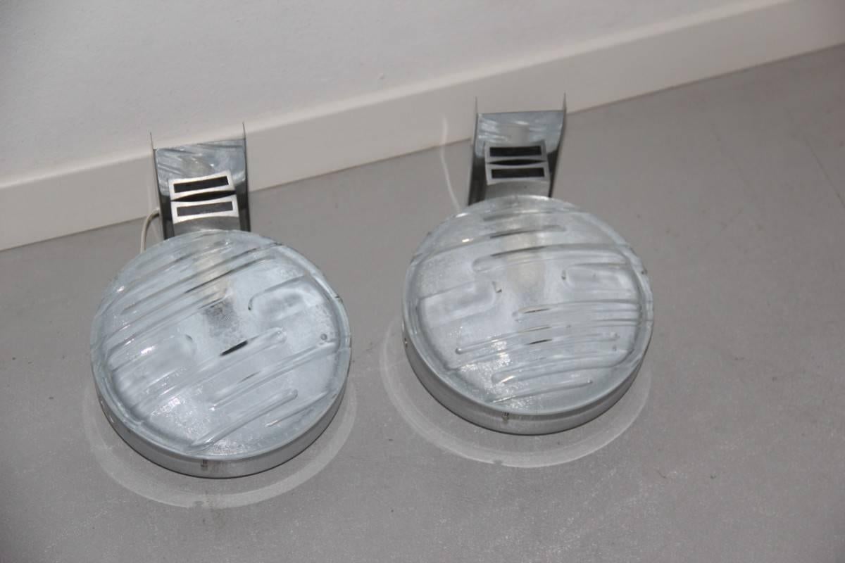 Pair of Wall Sconces Steel Arch Glass For Sale 2
