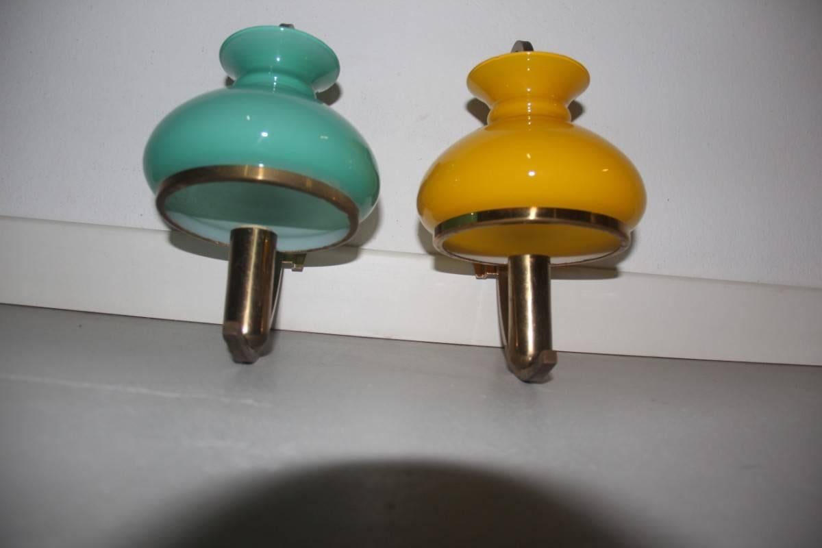 Particular wall sconces different color Italian design, 1950s.