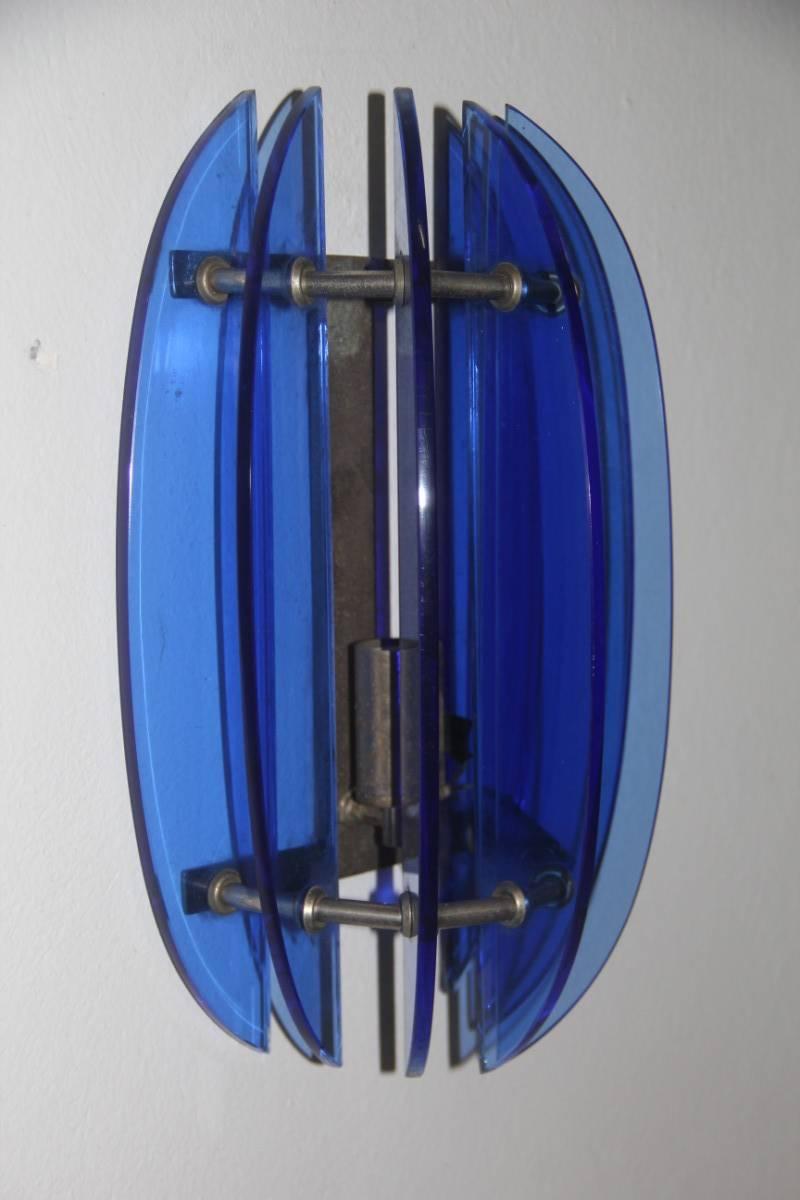 Mid-Century Modern Blu Cristal Art Sconces Minimal Modernist Design 1960s