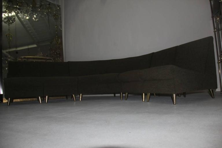 Elegant modular curved sofa Italian Mid-Century design Zanuso attributed.