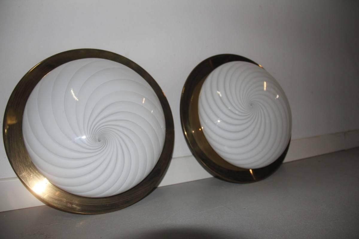 Italian Pair of Wall Sconces Veart Design Murano Art Glass, 1970s For Sale