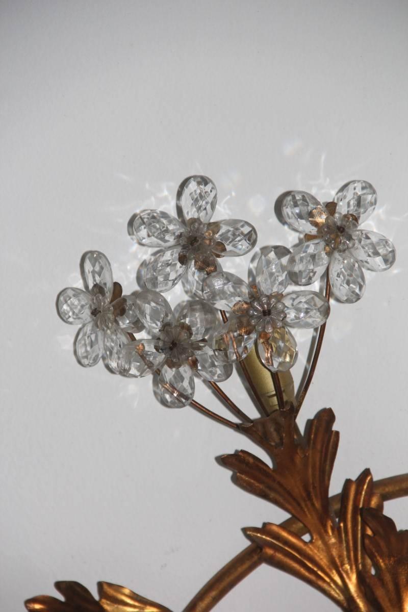 Huge Big Sconce in Golden Metal and Crystals Very Chic, 1950s In Excellent Condition In Palermo, Sicily