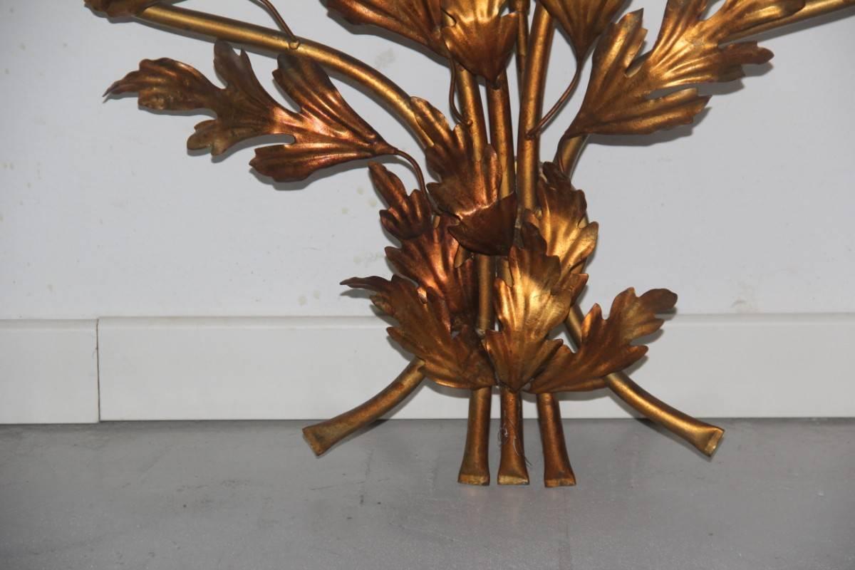 Gilt Metal Huge Big Sconce in Golden Metal and Crystals Very Chic, 1950s