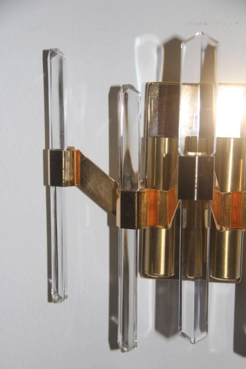 Sciolari Sconce Minimal Design Gilt Brass In Good Condition For Sale In Palermo, Sicily