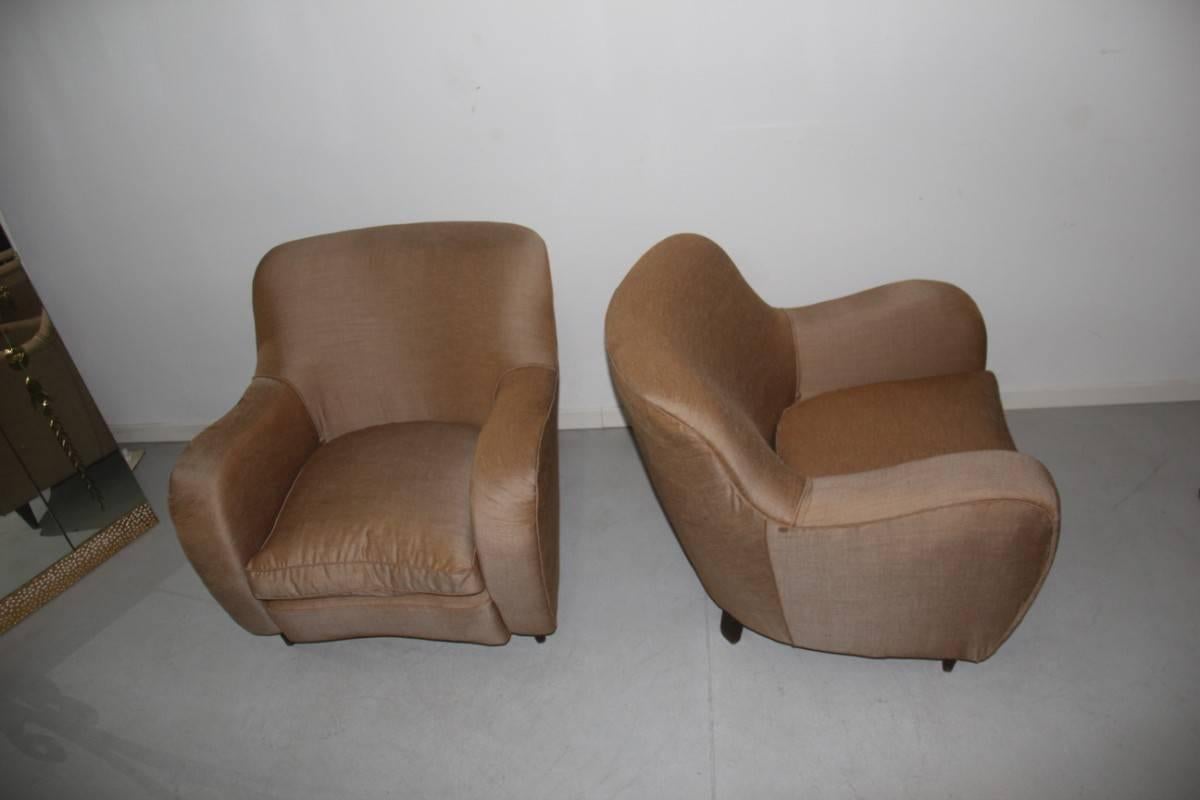 Italian Armchairs Paolo Buffa Attributed Design, 1950s Brown  In Excellent Condition In Palermo, Sicily