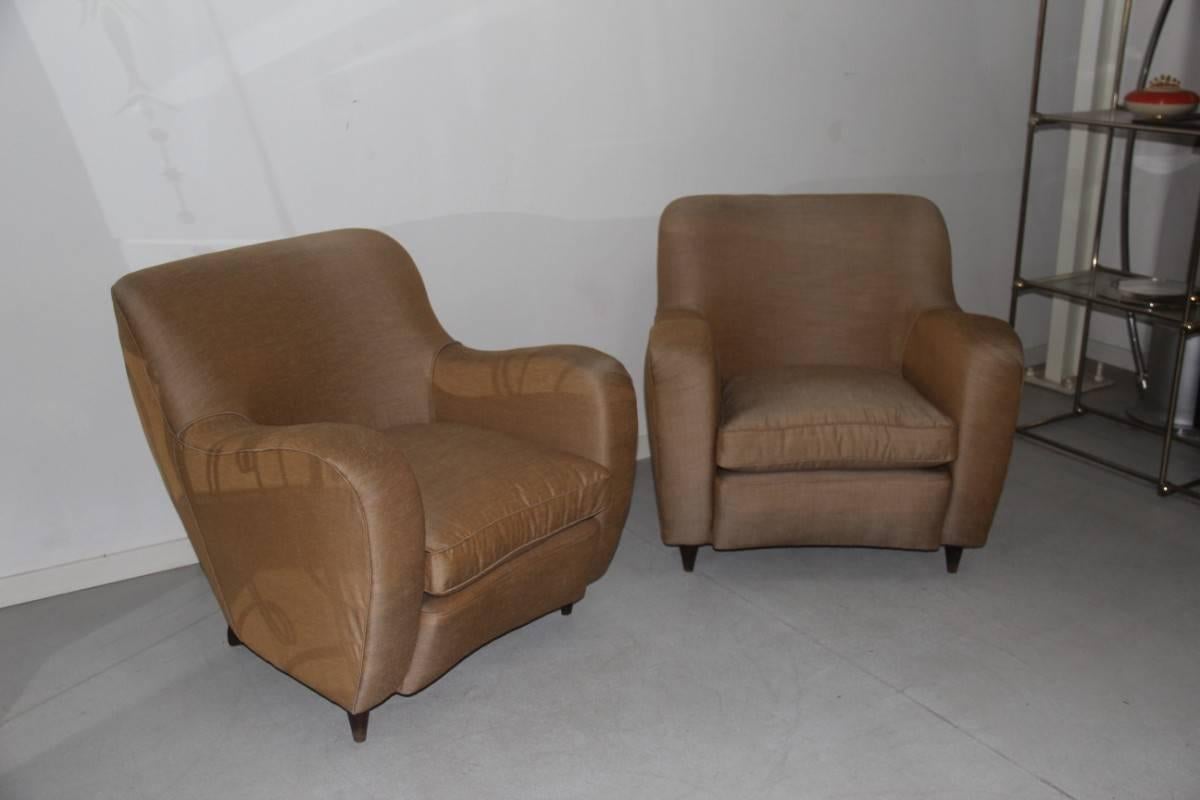 Mid-Century Modern Italian Armchairs Paolo Buffa Attributed Design, 1950s Brown 