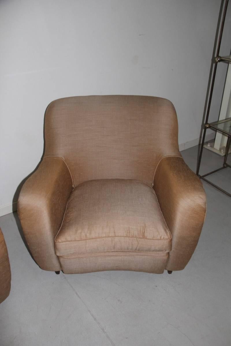 Cotton Italian Armchairs Paolo Buffa Attributed Design, 1950s Brown 