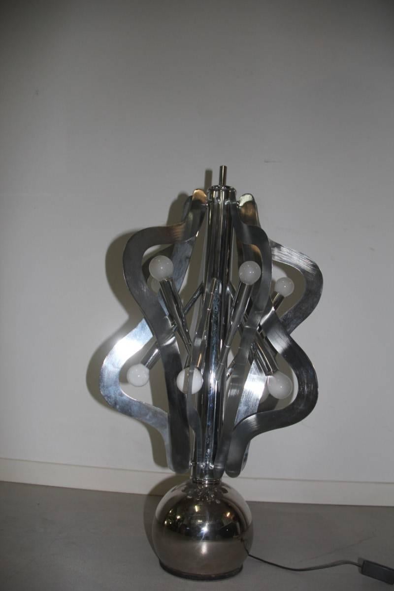 Lamp Floor Sculpture Design 1970s Italian Design Steel  For Sale 1