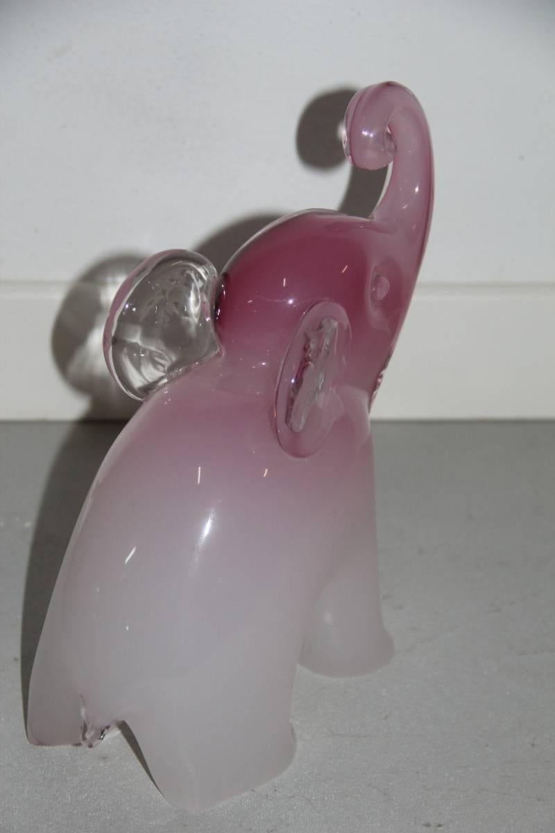 Mid-Century Modern Seguso Sculpture Murano Glass Alabaster Elephant Murano Italian Design For Sale