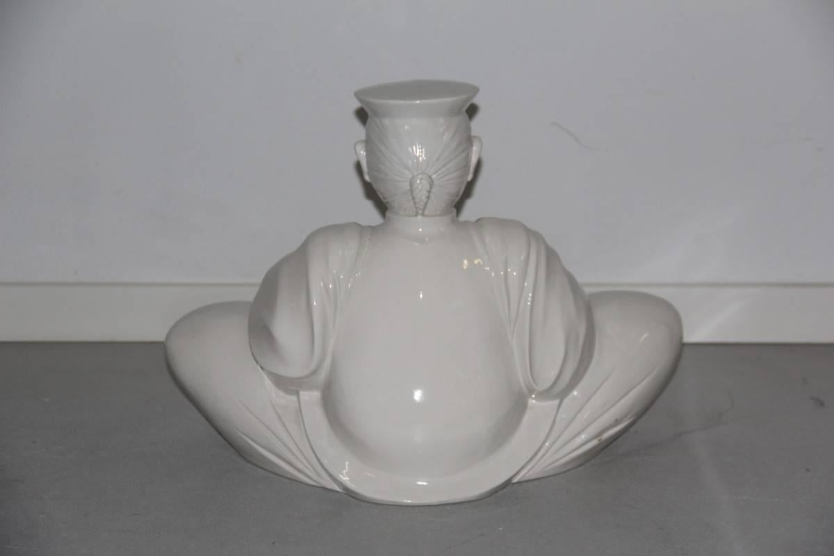 Mid-Century Modern Figurative Ceramics 1970s Very Special Buddha For Sale