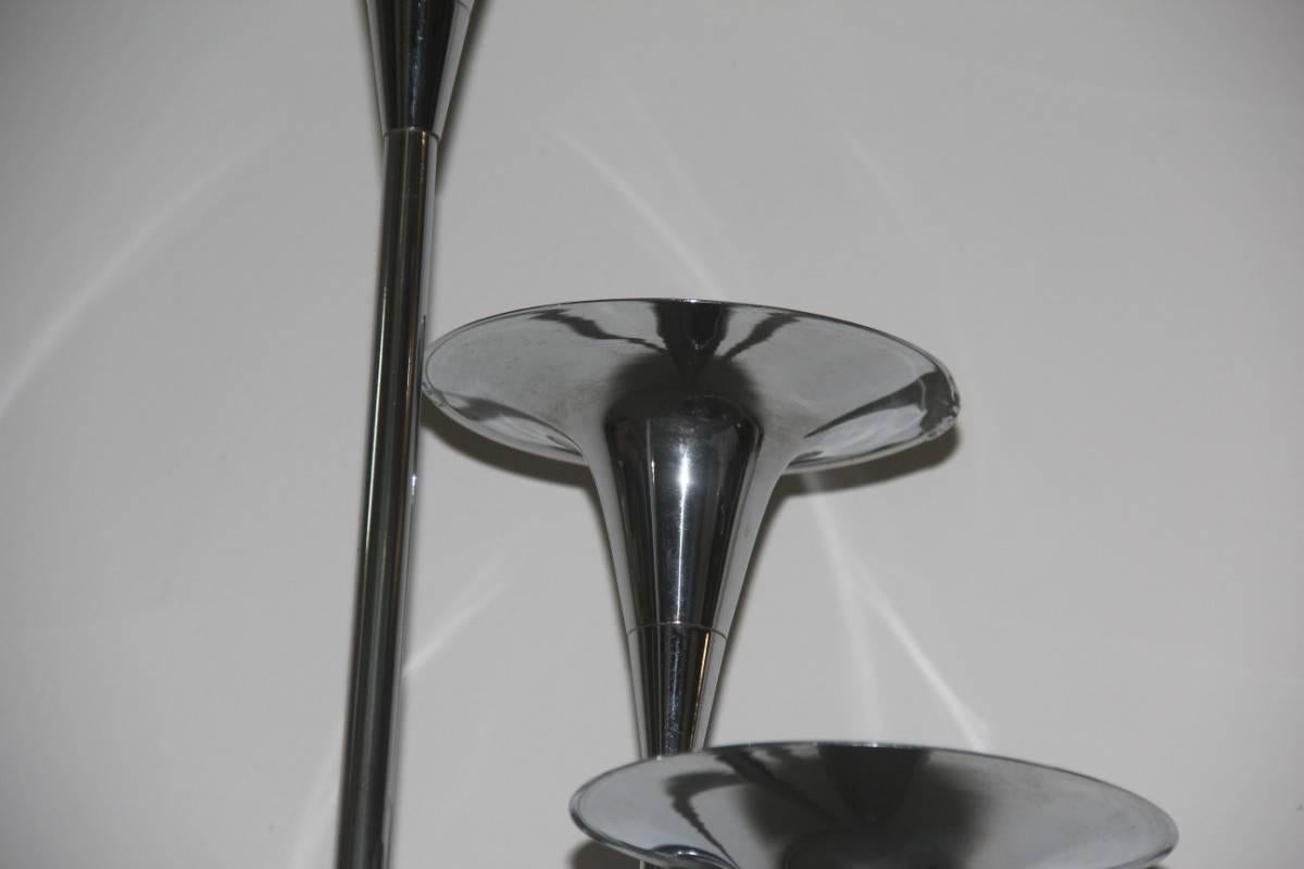 Reggiani Floor Lamp Steel Design Trumpets Italian Design 1970  In Good Condition For Sale In Palermo, Sicily