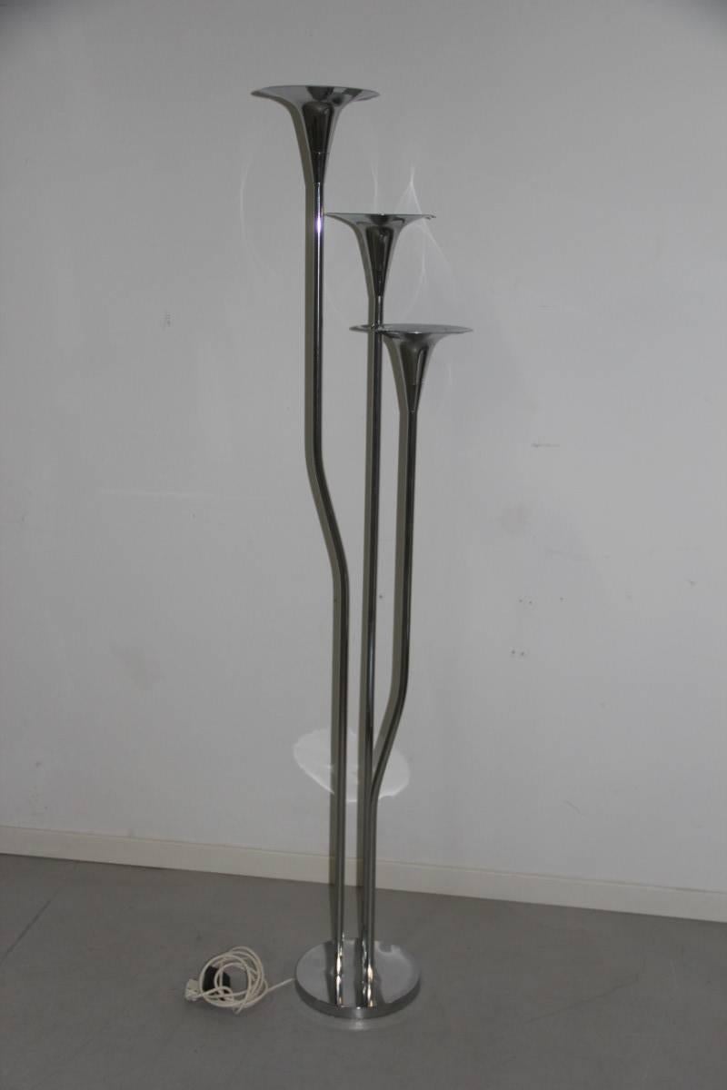 Reggiani Floor Lamp Steel Design Trumpets Italian Design 1970  For Sale 1