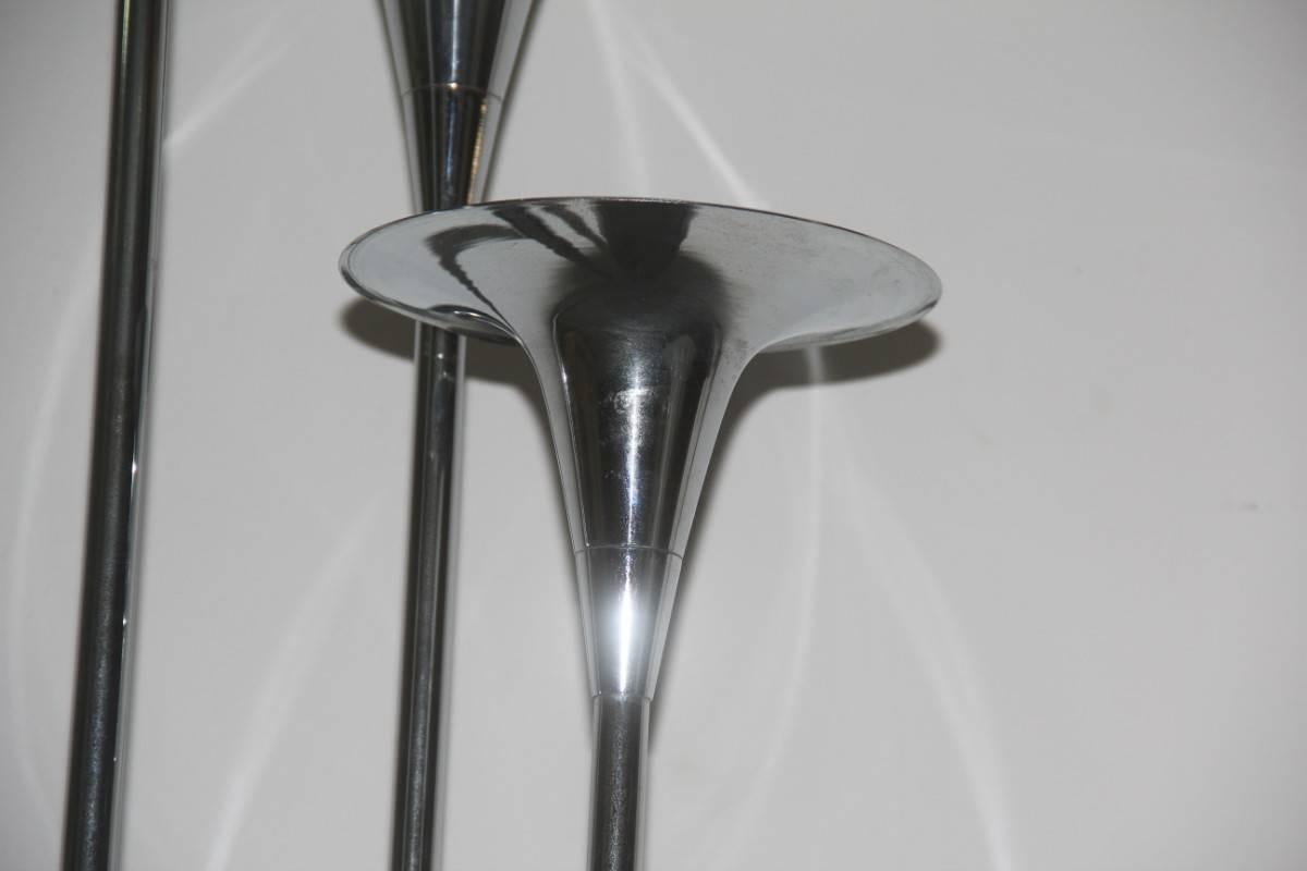 Fin du 20e siècle Lampadaire Reggiani en forme de trompettes en acier, design italien, 1970 en vente