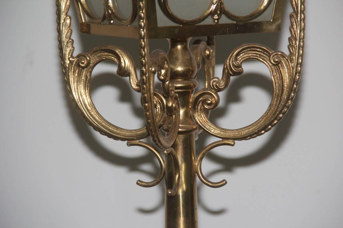 Big Floor Lamp Lantern Mid-Century Italian Design Brass Sculpture 1